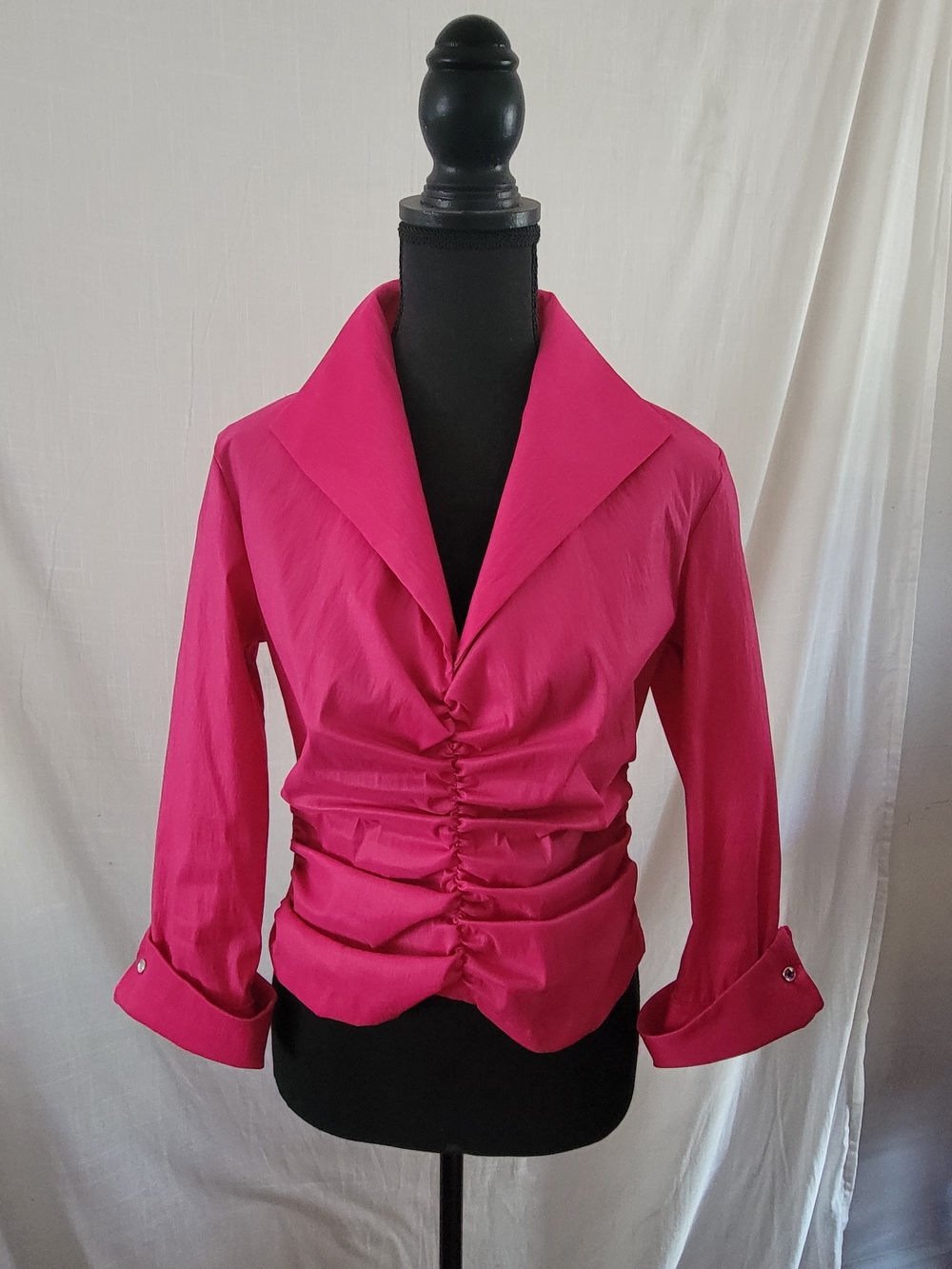 Vintage Tadashi Shoji Fuchsia Ruched Front Blazer